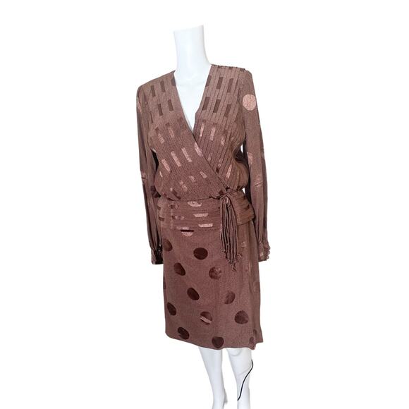 Vintage Raul Blanco Skirt and Top Set Silk Brown Size 8 - Picture 10 of 10